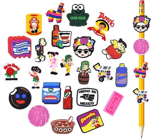 24PCS Mexican Pencil Toppers Pencil Clip Decoration for Students Gifts Awards,Chavo del ocho Straw Toppers for tumbler Glass Straw Decoration in Kuwait