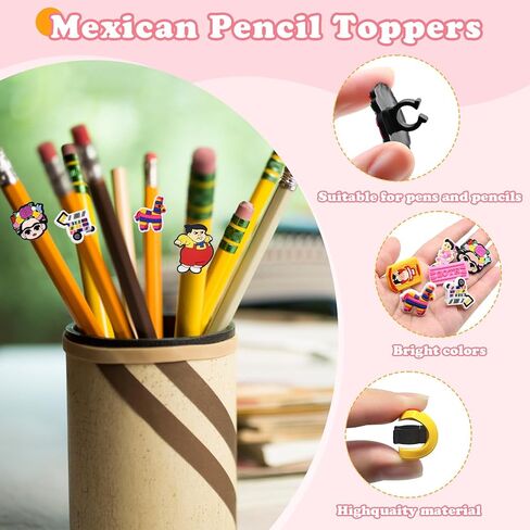 24PCS Mexican Pencil Toppers Pencil Clip Decoration for Students Gifts Awards,Chavo del ocho Straw Toppers for tumbler Glass Straw Decoration in Kuwait