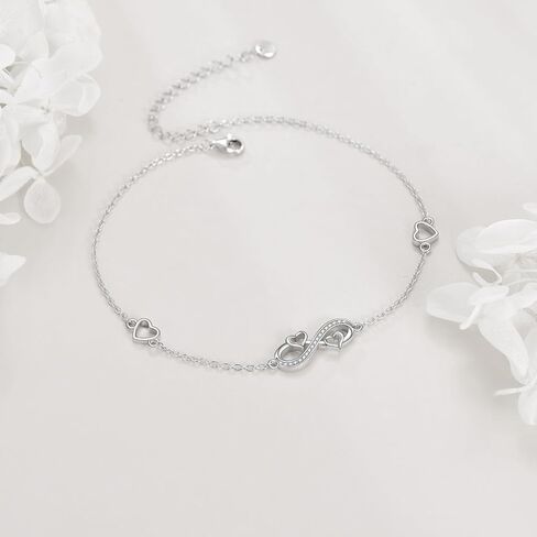 Evil Eye Anklet Sterling Silver Hamsa Fatima Double Layered Blue Eye Charm Adjustable Protection Amulet Anklet Religious Christian Jewelry Gifts for Women in Saudi Arabia