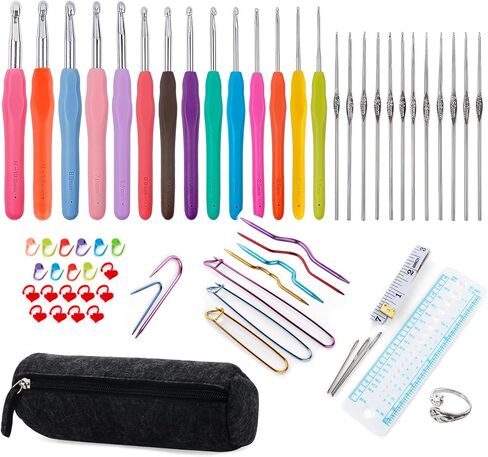StiVerse 14 Sizes Crochet Hooks, 39 Pack Crochet Hook with Storage Case, Long Crochet Needles Crochet Hook Set for Beginners, Crocheters, DIY Hand Knitting Craft Art Tools in Saudi Arabia