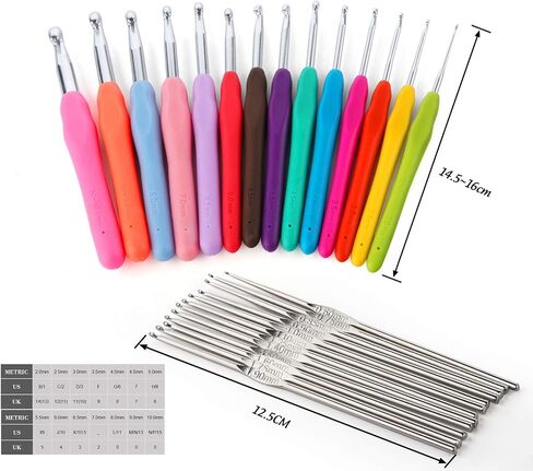 StiVerse 14 Sizes Crochet Hooks, 39 Pack Crochet Hook with Storage Case, Long Crochet Needles Crochet Hook Set for Beginners, Crocheters, DIY Hand Knitting Craft Art Tools in Saudi Arabia