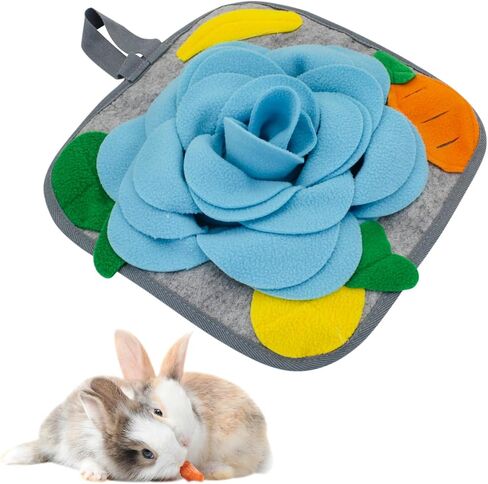 WishLotus Rabbit Snuffle Mat, Anti-Slip Rabbit Foraging Mat with Hanging Rope, Colorful Bunny Snuffle Pad for Chinchillas Puppy Guinea Pig Snuffle Training (Orange) in Kuwait