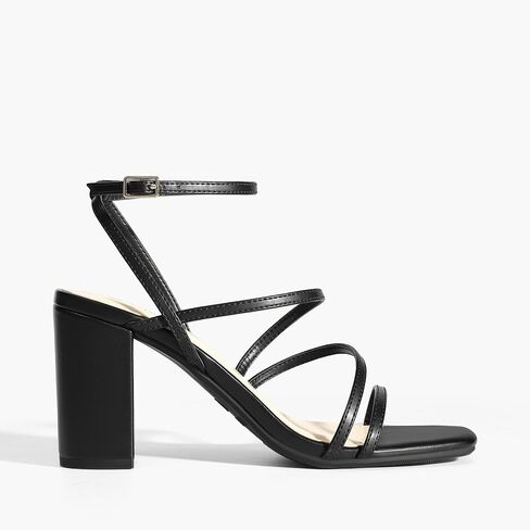 DREAM PAIRS Women's Chunky Heel Sandal | sleek thin straps square-toe design,3.15 inch chunky block ankle buckle heeled sandals,for wedding party dress prom in Saudi Arabia