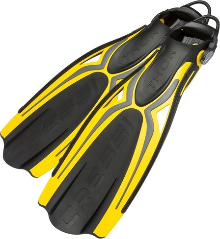 Cressi Adult Open Heel Fins with Elastic Bungee Strap for Scuba Diving - Strength, Power, Comfort, Aesthetics, Lightness - Thor EBS: Made in Italy in Saudi Arabia