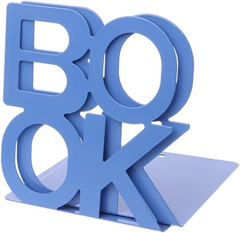 Pair Alphabet Shaped Metal Bookends Iron Support Book Holder Desk Stand Office Student Bookshelf(Blue) in Saudi Arabia