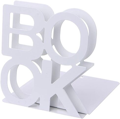 Pair Alphabet Shaped Metal Bookends Iron Support Book Holder Desk Stand Office Student Bookshelf(Blue) in Saudi Arabia