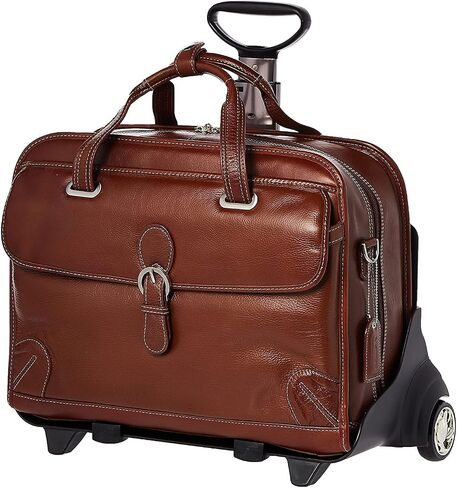 McKLEIN 15" Leather Patented Detachable -Wheeled Laptop Briefcase- CARUGETTO- Black in Saudi Arabia