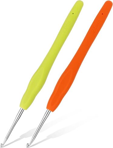 Iuuidu 2PCS 2.0mm 2.5mm Crochet Hooks, Ergonomic Handle Crochet Hooks for Arthritic Hands, Extra Long Crochet Needles for Beginners, Comfortable Smooth Knitting Needles for Handmade DIY Multicolor in Saudi Arabia