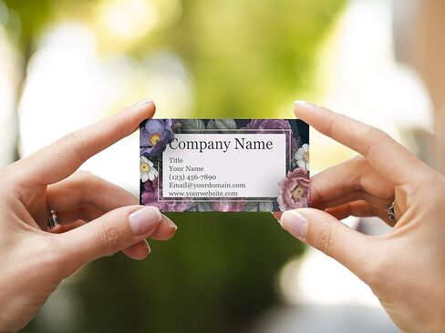 Personalized Floral Design Business Cards 3.5" x 2" - Recycled or Matte Card Stock - 100% Made in the U.S.A. - Over 20 Floral Designs! (Black Floral) in Saudi Arabia
