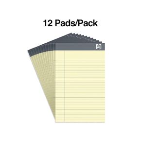 TRU RED Staples Notepads, 5-inch x 8-inch, Narrow Ruled, Canary, 50 Sheets/Pad, 24/Carton (TR59901/TR573VS)