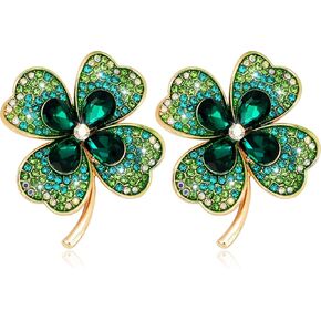 2 Pcs Rhinestone Green Clover Brooch Pin for Women Vintage Flower Brooch Pin Lucky Decor St. Patrick's Day Lapel Pins Jewelry Gift in Kuwait