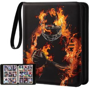 for 9 Pocket Trading Card Binder for 900 Cards - Large Capacity Card Collection Album Folder Double Sided Pocket with Zipper Basketball Design for Men Boys Teens for Sports Cards Game Cards