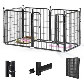 Dog Playpen Designed for Puppies/Small Dogs, Expandable Dog Pen for Indoor, 24 inch 8 Panels.Perfect Dog Pen for Camping, Yard, RV, Garden Fence, Black