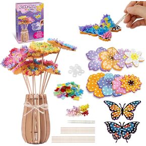 PLANEKO Poke in Fun Art Poke Art Kits for Girls 8-12 Kid Crafts with 1PC Vase 8PCS Foam Flowers and 2PCS Butterflies DIY Craft Kit Poked Fabric Flower Bouquet Creative Activity for 12 13 14 Girl