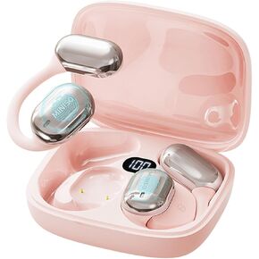 MINISO MS162 AI Translation Earbuds Real Time, 3-in-1 Translator Earbuds 135 Language&Accents Bluetooth 5.4 Open Ear Headphones 50H Playtime for iOS & Android, Travel Business Learning (Pink)