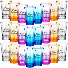 Hosuly 24 Pcs Birthday Party Shot Glasses Bulk Adult Party Favors for Guests 1.2 oz Funny Acrylic Colored light up cups Shot Glasses for Women Men Birthday Supplies