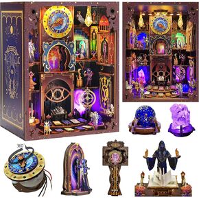 Book Nook Kit - DIY Miniature Dollhouse مع مصابيح LED للبالغين والمراهقين ، ديكور الكتب الخشبية ثلاثي الأبعاد الخيالي ، لعشاق الحرفية