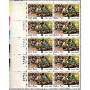SALEM POOR ~ REVOLUTIONARY WAR ~ BLACK HERITAGE #1560 Plate Block of 10 x 10 cents US Postage Stamps