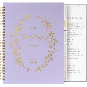 Wedding Planner Book and Organizer for Bride – Bridal Planner Notebook with Tabs, Checklist & 18-Month Calendar – Engagement Gift for Women, Wedding Binder Organizer Journal (Lavender)