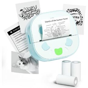 Sticker Printer, PrintPods Mini Printer, Bluetooth Portable Sticker Maker with 3 Rolls Paper, Print Pod Inkless Thermal Printers for iphone, Impresora Portátil for Notes, Journal, DIY, Kids Gift