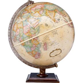 Replogle World Classic Globe, 12" Desktop World Globe For Home or Office Desk Decor, Raised Relief, Up-to-date Cartography, Made in the USA, Antique (Brown B)