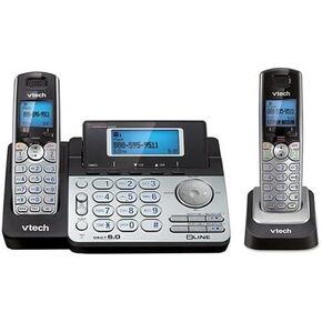 Vtech DS6151 DECT6.0 2-Line Cordless Phone System with 1 DS6101 Cordless Handset, Caller ID, Answering Machine