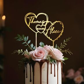 Personalized Wedding Cake Topper in Acrylic Custom Bride and Groom Initial Cake Topper Cake Decoration (Design 03)