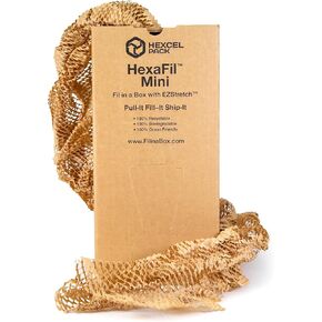HexaFil Mini - Honeycomb Packing Paper, Eco-Friendly, Sustainable Filler for Shipping & Moving, Cushioned Packing Material in Dispenser Box, Alternative to Bubble Wrap - Natural, 12" x 850'