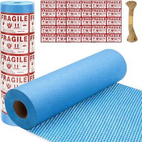 Honeycomb Packing Paper PINENUTS 15" x 131ft Eco Friendly Packing Paper for Moving Recyclable Honeycomb Paper Bubble Paper Wrapping with 30 Fragile Sticker Labels and 66fthemp rope (Brown)