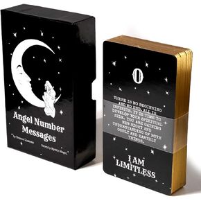 Angel Number Message, Tan Tarot Cards, Tarot Cards Deck, with Guide and Box, Divination of The Future,Black