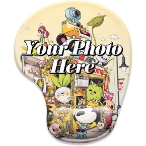 Photo Mouse Pad with Wrist Support, Personalized Ergonomic Mouse Pad with Wrist Rest, Add Personalized Photo, Anti-Slip Rubber Base Mousepad for Computer Laptop Office