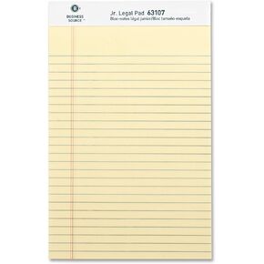 Business Source Micro-Perforated Legal Ruled Pads, Canary Paper, 8-1/2"x11-3/4" (63105) - Pack of 12