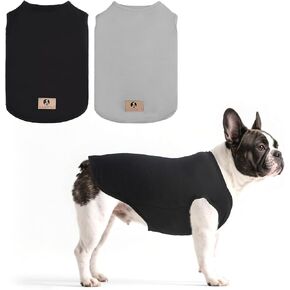 KOOLTAIL Boy Dog Clothes for Medium Dogs, 2 Pack Cotton Summer Dog UV & Insect Protection T Shirts for Outdoor Hiking Camping, Anti-Hair Loss & Lightweight Pet Vest Tank Tops Apparel, Black & Grey, M