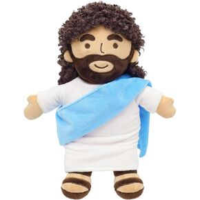 Jesus Plush 11.8" Jesus Stuffed Doll Curly Hair Plushies Toys Christian Stuff Religious Party Favors Gifts Christmas Easter Decoration Brown