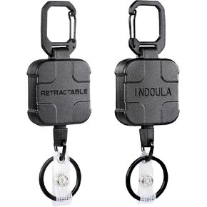 Retractable Horizontal Badge Holder,ID Card Holder with 31.5" Retractable Reel and 4 Cards Slot(1 Pack,Black).