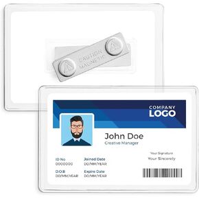 Staples Magnetic Badge Holders, 2.25-inch x 3.5-inch, Vinyl, Clear, 50/Carton (51925VS)