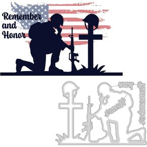 BENECREAT American Soldier Metal Dies, 3.7x5.3" Veterans Day US Soldier Cutting Stencils for DIY Scrapbooking, Photo Album, Decorative Embossing, 0.8mm Thick