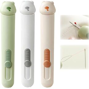 QIYUDA 3Pcs Upgraded 2 in 1 Automatic Needle Threaders Seam Ripper, Quick Thread Stitch Removal Tool
