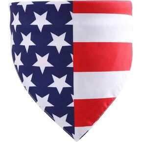 4th of July Dog Bandana Independence Day Festival Patriotic Dog Bandana Adjustable Soft Pet Triangle Scarf with Painting US Flag Elements Patterns for Small Medium-Large Dogs Cats