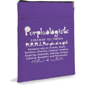 Purple Book Sleeve, Zipper Pouch, 9.1 x 11.4Inch, Unisex, Modern Style for Book Lovers