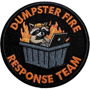 Dumpster Fire Response Team Hook and Loop Patch, 3 Inches Sew On Patches, Embroidery Patches for Backpacks Bags Vest Dog Harness, Tactical Military Embroidered Patches, Funny Raccoon DIY Patch