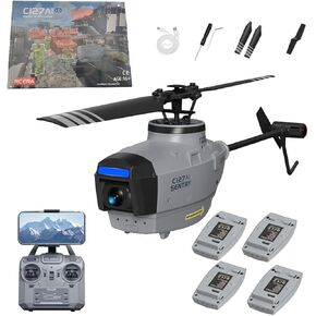 RC ERA C127AI Black Hornet RC Helicopter with 1080p Camera, 2.4G 4CH 6G Flybarless Brushless Helicopter, Military Aircraft with Altitude Hold & Optical Flow