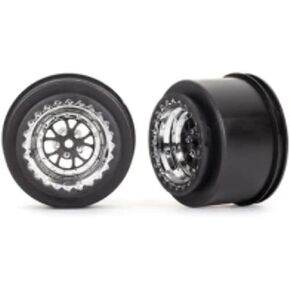 Traxxas 9473R Wheels, Weld Chrome with Black (Rear) (2)