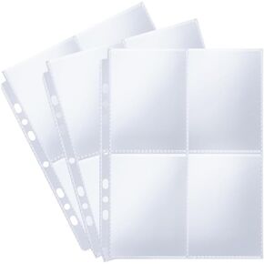 240 Pockets 2.7x3.7" Photocard Sleeves for A5 6/3/2Ring Binder， Transparent Photocard Sleeves, Double-Sided 4 Pocket Photo Pages, for Business Card, Trading Cards，Standard Cards 30 Pack