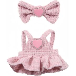 17cm Doll Clothes Set (No Doll), 2 Pieces Dress Outfit Set for 6.7inch Suit, Luxury Chic Hat & Clothes Accessories for 1st/2nd/3rd Gen Play & Display (Pink B)