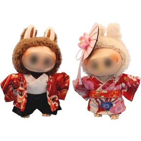 17cm Handmade Doll Clothes for Labubu,Japanese Kimono Couple Doll Outfits, Exquisite Party Decoration Outfits with Traditional Edo Style