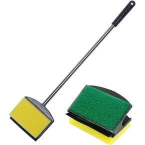 Kopida 18 Inch Aquarium Fish Tank Algae Scraper Double Sided Sponge Brush and Cleaner, 2 Pack High Density Cleaner with Long Handle Fish Tank Scrubber for Glass Aquariums and Home Kitchen