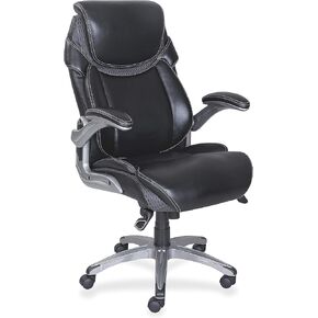 Lorell Wellness by Design Executive Chair, High-Back, Bonded Leather, Black