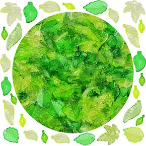 Green Leaf Beads for Jewelry Making 450pcs Assorted Bulk Transparent Acrylic Leaf Bead Charms Maple Leaves for Flower Caps Plants DIY Earring Pendant Jewelry Crafts