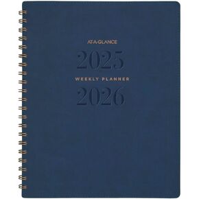 AT-A-GLANCE Planner 2025-2026 Academic, Weekly & Monthly, 8-1/2" x 11", Large, Monthly Tabs, Flexible Cover, Signature Collection, Navy (YP905A20)